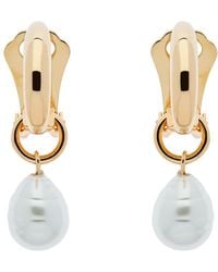 Emma Holland Jewellery - Hoop With Pearl Charm Clip Earrings - Lyst