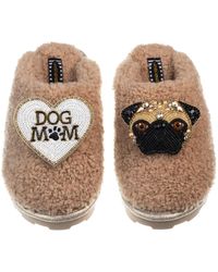 Laines London - Teddy Closed Toe Slippers With Franki Pug & Dog Mum / Mom Brooches - Lyst