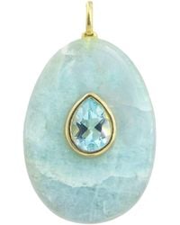 KAMARIA - Aquamarine Gemstone Pendant With Topaz - Lyst