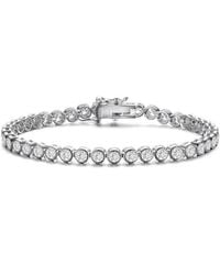 Genevive Jewelry - Genevive Sterling Plated With Cubic Zirconia Milgrain Bezel Tennis Bracelet - Lyst