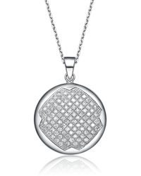 Genevive Jewelry - Sterling Plated With Clear Cubic Zirconia Stones Round Pendant Necklace - Lyst