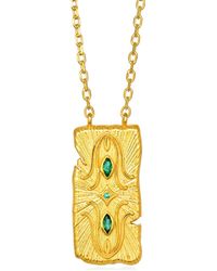 Myrto Katramadou Jewellery - Infinity Necklace-Plated Three Stones, Emerald - Lyst