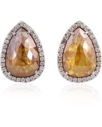 Artisan - 18k Solid White Gold In Pear Cut Ice Diamond Minimal Designer Stud Earrings - Lyst