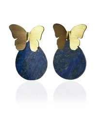 Rare Matters Jewelry - Spring Butterfly Lapis Statement Earrings - Lyst