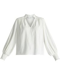 Paisie - V-Neck Blouse With Gathered Detail - Lyst
