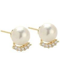 Angel Barocco - Moissanite Freshwater Pearl Stud Earrings - Lyst