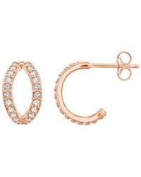 Diamonbliss - Pave Duo Hoop Earrings, Rose - Lyst
