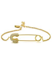 Genevive Jewelry - Vilette Dainty Pin Golden Cz Bracelet - Lyst