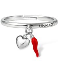 Unaloe - Adjustable Sterling Heart & Italian Horn Ring – Lucky Charm Protection Ring For - Lyst