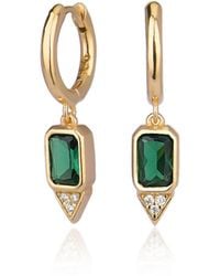 BY EDA DOGAN - Emerald Stone Huggie Earring - Lyst