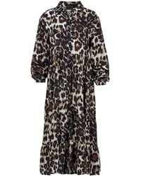 Conquista - Animal Print Tiered Dress With Button Detail - Lyst