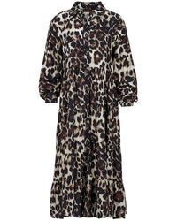 Conquista - Animal Print Tiered Dress With Button Detail - Lyst