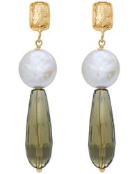 Kybele Studio - Ethereal Glow Earrings With Smoky Quartz & Pearls - Lyst