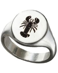 Posh Totty Designs - S Sterling Silver Lobster Signet Ring - Lyst
