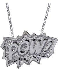 Edge Only Pow Pendant Extra Large Long In Silver - Metallic