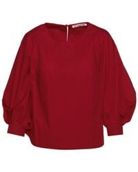 Conquista - Burgundy Top With Bishop Sleeves - Lyst