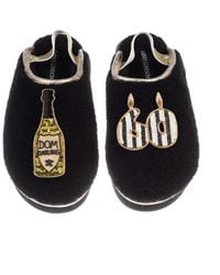 Laines London - Flatform Cloud Closed Toe Slippers With Stripe 60Th Birthday & Dom Darling Brooches - Lyst