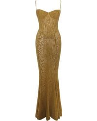 Miss Circle New York - Ulani Burnout Velvet Detail Mesh Maxi Dress - Lyst