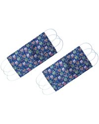 Rumour London Reusable Protective Cloth Masks With Integrated Filter In Liberty Print Together (pack Of 6) - Blue