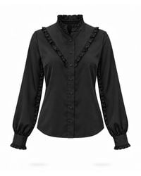 Carloslines - Ruffle Stand Collar Long Sleeve Shirt - Lyst