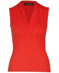 Conquista - Sleeveless V-Neck Jersey Top – Stretch Cotton-Blend Fabric - Lyst