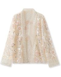 Wjy Studio London - Neutrals Embroidered & Floral Cardigan - Lyst