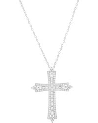 Kylie Harper - Sterling Art Deco Diamond Cz Cross Pendant Necklace - Lyst