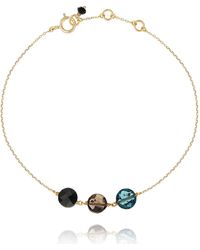 Perle de Lune Trio Pastille Bracelet Black Onyx, Smoky Quartz, Blue Topaz - Multicolour