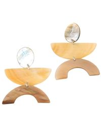 LIKHÂ - Dark Tricolor Long Mother Of Pearl Earrings - Lyst