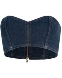Circular Path - Strapless Denim Crop Top - Lyst