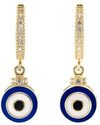 Ebru Jewelry - Blue Enamel Evil Eye Gold Plated Earrings - Lyst