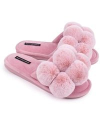 Pretty You London - Dolly Fun Pom Slider Slippers In Pink - Lyst