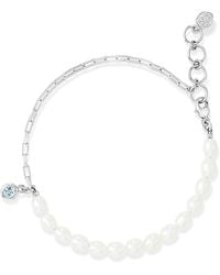 Dower & Hall - Luna Pearl & Aquamarine Charm Bracelet - Lyst