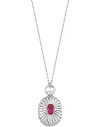LINYA JEWELLERY - Mini Claret Stone Covered Medallion Locket Necklace - Lyst
