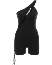 Khéla the Label - Subversive Candy Playsuit Jersey Bodycon Jumper With Lace Up Closure - Lyst