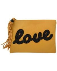 Sidney Byron - Leather Mini Clutch With Love Beading - Lyst