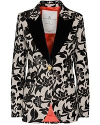 The Extreme Collection - Neutrals Jacquard Blazer With Velvet Lapel - Lyst