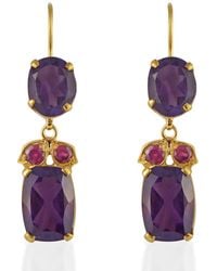 Emma Chapman Jewels - Bathsheba Amethyst Ruby Drop Earrings - Lyst