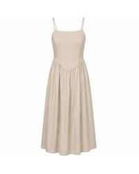 Oh!Zuza - Neutrals Linen Viscose Midi Dress Corset Back - Lyst