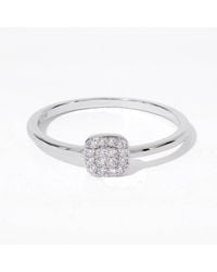 Diamonbliss - Square Shapre Pave Dainty Band Ring, Platinum - Lyst