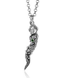 Unaloe - Sterling Necklace With Goddess Of Fortune With Natural Emerald - Lyst