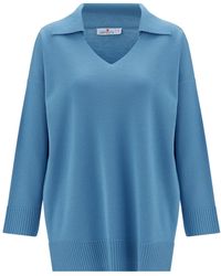 Peraluna - Polo V Neck Wide Sleeve Loose Fit Knit Pullover - Lyst