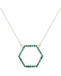 Heritagemoda - Sterling Emerald Hexagon Necklace - Lyst