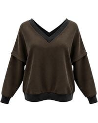 BEIRA - Victoria V-Neck Sweatshirt – Khaki - Lyst