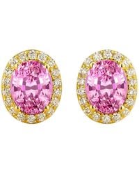 Juvetti - Mina Oval Sapphire & Diamond Halo Earrings - Lyst
