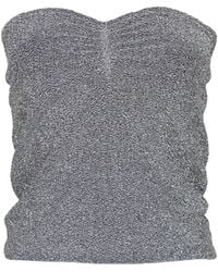 Lalipop Design - Strapless Fitted Silvery Knitted Top - Lyst