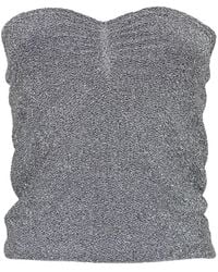 Lalipop Design - Strapless Fitted Silvery Knitted Top - Lyst