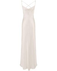 Sanctumum - Neutrals Citadel Slip Midi Dress With Ruffle Hem - Lyst