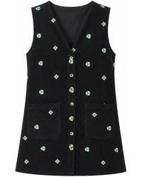 Yumi' - Flower Embroidered Button Up Pinafore Dress - Lyst