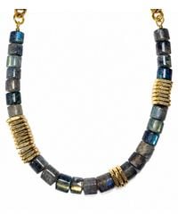 Rachel Nathan - Labradorite Barrel & Brass Heishi Necklace - Lyst
